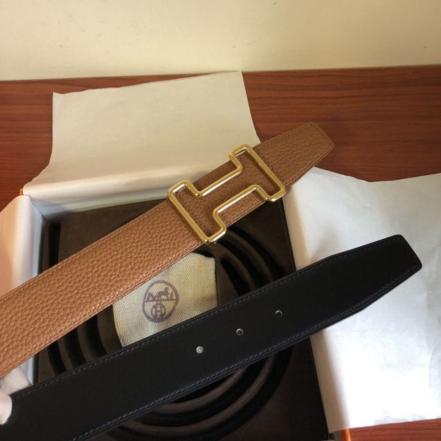 Hermes orignal togo leather reversible belt 32mm H077941 coffee