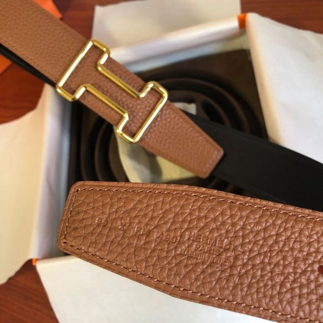 Hermes orignal togo leather reversible belt 32mm H077941 coffee