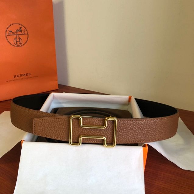 Hermes orignal togo leather reversible belt 32mm H077941 coffee