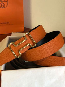 Hermes orignal togo leather reversible belt 32mm H077941 orange