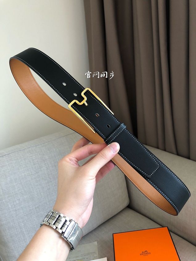 Hermes orignal togo leather rouleau reversible belt 38mm H071437 black