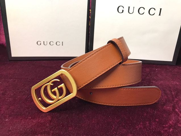 GG original calfskin framed double G buckle 30mm belt 575587 caramel