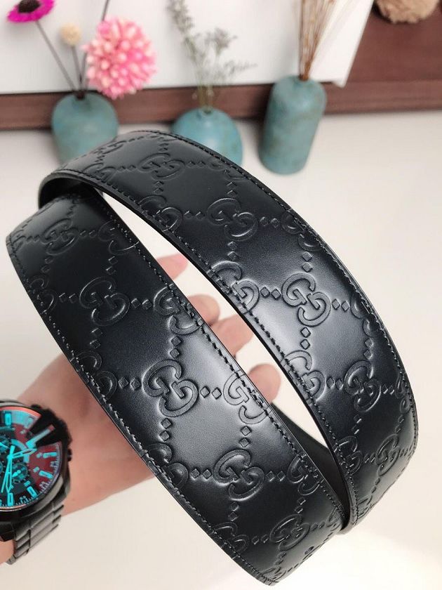 GG original signature calfskin 30mm belt 411924 black