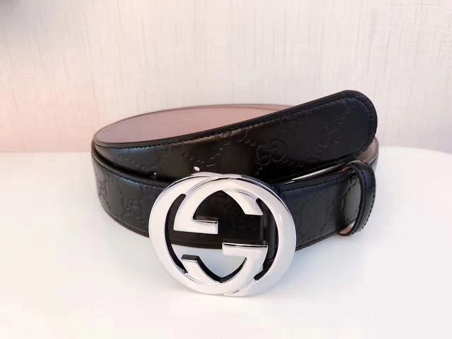 GG original signature calfskin 35mm belt 411926 black