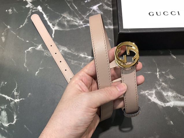 GG original signature calfskin belt 20mm 411921 pink