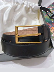 GG original signature calfskin belt 35mm 411929 black