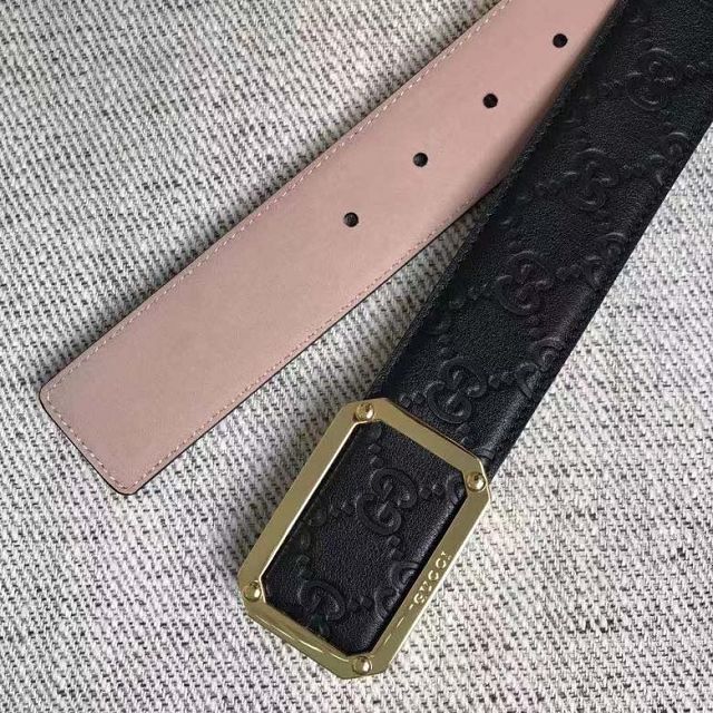 GG original signature calfskin belt 370544 black