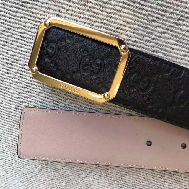 GG original signature calfskin belt 370544 black