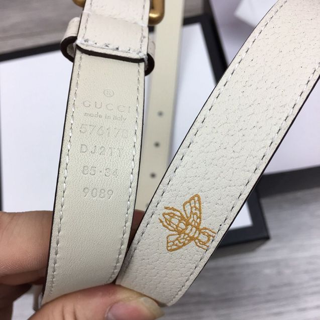 GG original calfskin bees 20mm belt 576178 white