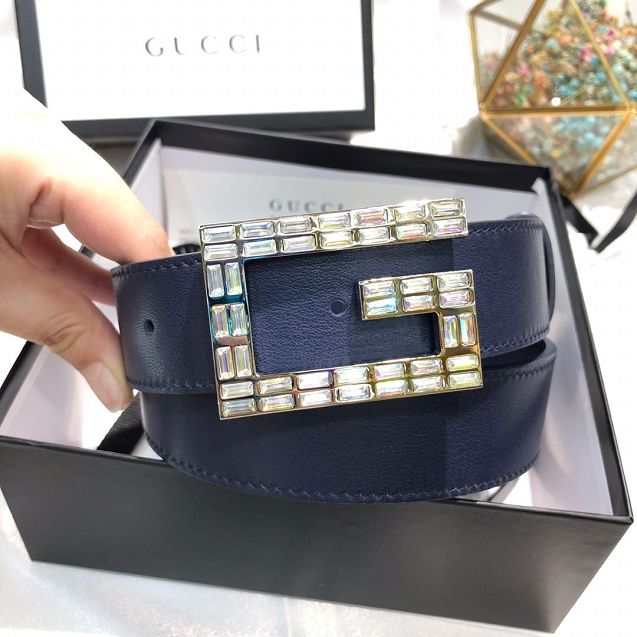 GG original calfskin square G buckle 35mm belt 550106 blue