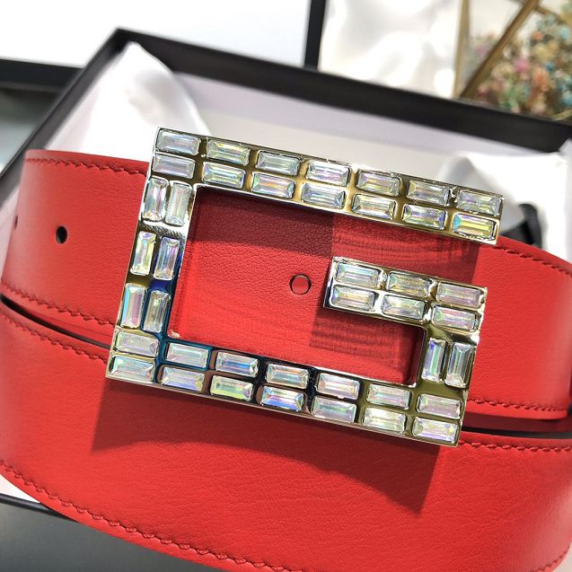 GG original calfskin square G buckle 35mm belt 550106 red