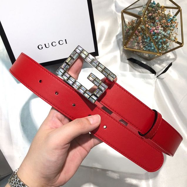 GG original calfskin square G buckle 35mm belt 550106 red