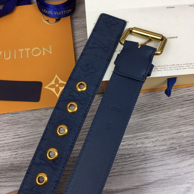 Louis vuitton monogram denim 35mm belt M0177U blue