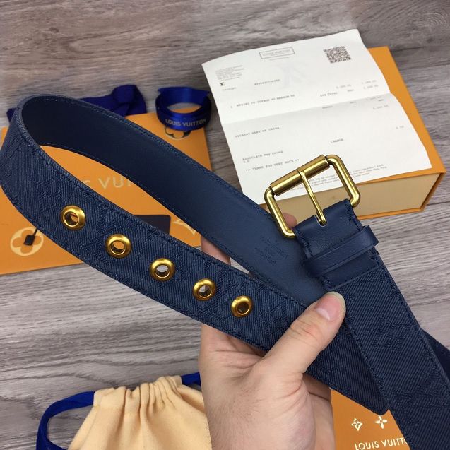 Louis vuitton monogram denim 35mm belt M0177U blue