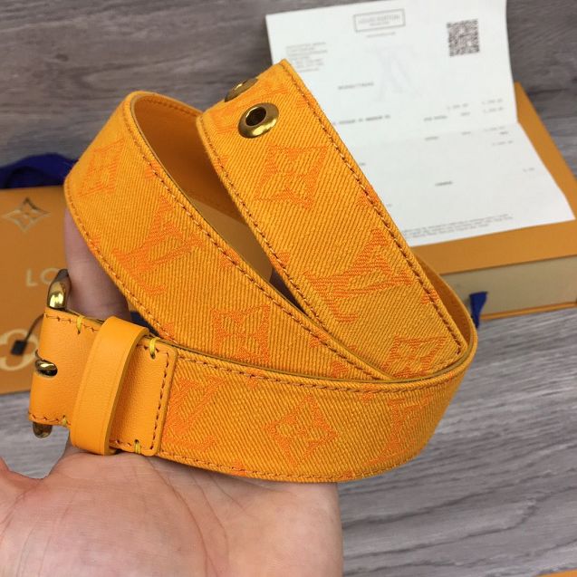 Louis vuitton monogram denim 35mm belt M0177U yellow