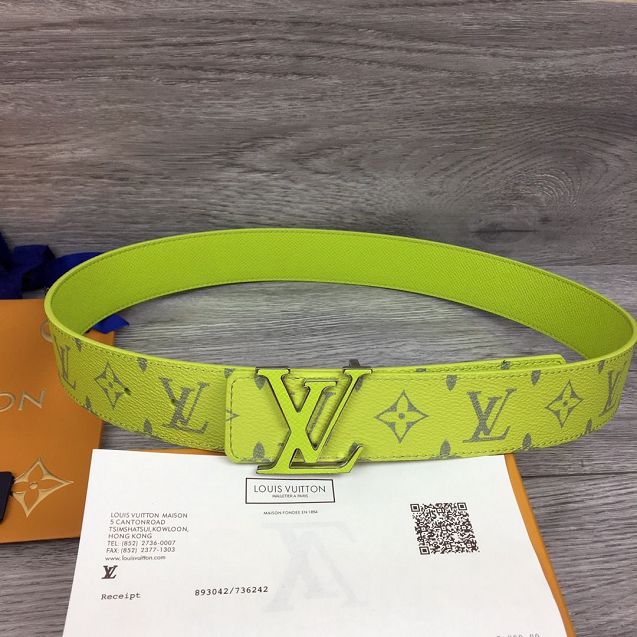 Louis vuitton monogram canvas Initiales 40MM belt M0159Q lemon yellow