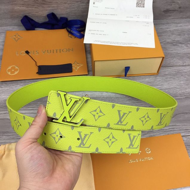 Louis vuitton monogram canvas Initiales 40MM belt M0159Q lemon yellow