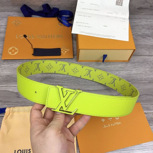 Louis vuitton monogram canvas Initiales 40MM belt M0159Q lemon yellow