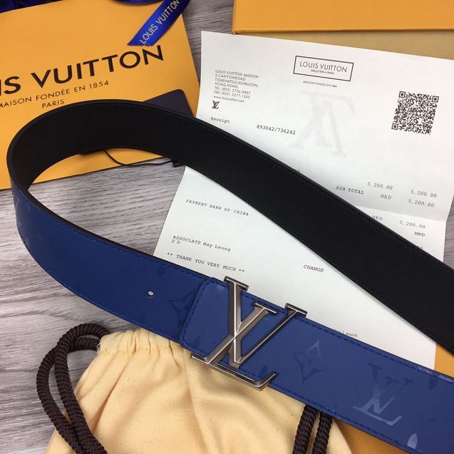 Louis vuitton original calfskin pyramide 40mm belt M0121T blue