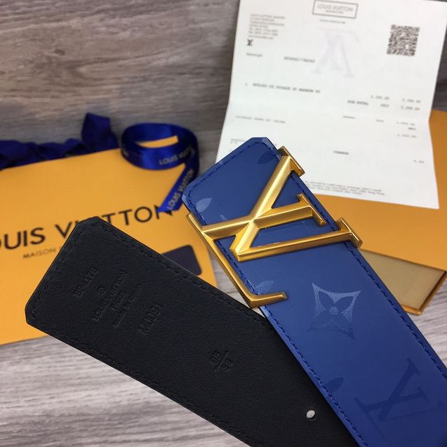 Louis vuitton original calfskin pyramide 40mm belt M0121T blue