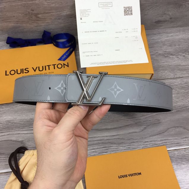 Louis vuitton original calfskin pyramide 40mm belt M0121T grey