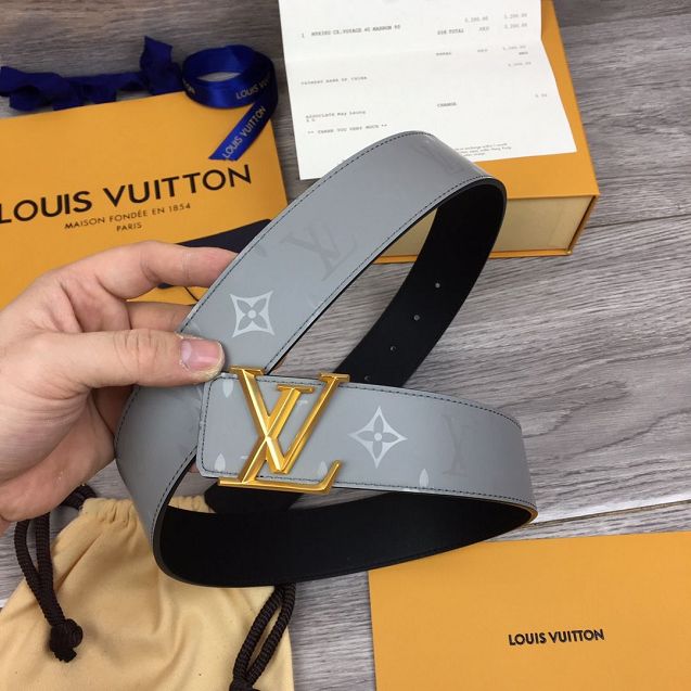 Louis vuitton original calfskin pyramide 40mm belt M0121T grey