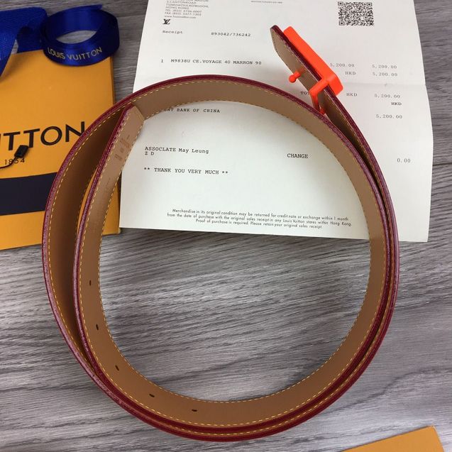 Louis vuitton prism 40mm belt M0166S coffee