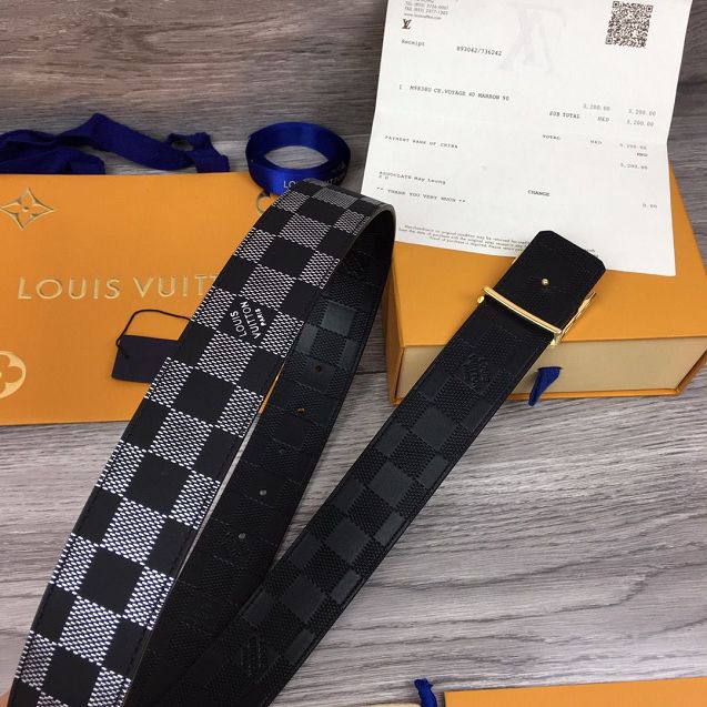 Louis vuitton damier canvas initiales 40 MM belt M9808S