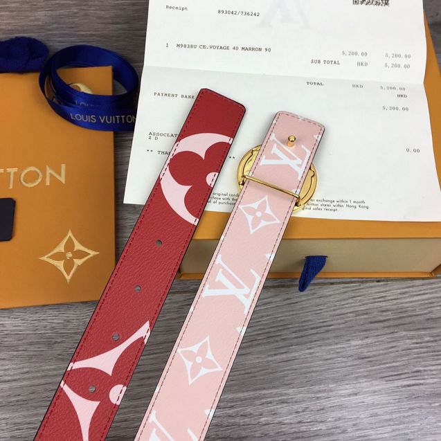 Louis vuitton monogram canvas 30MM belt M0055U red