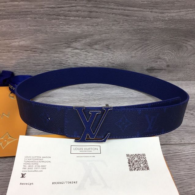 Louis vuitton monogram canvas Initiales 40MM belt M0159Q blue