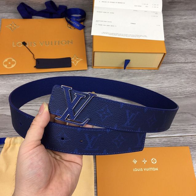 Louis vuitton monogram canvas Initiales 40MM belt M0159Q blue