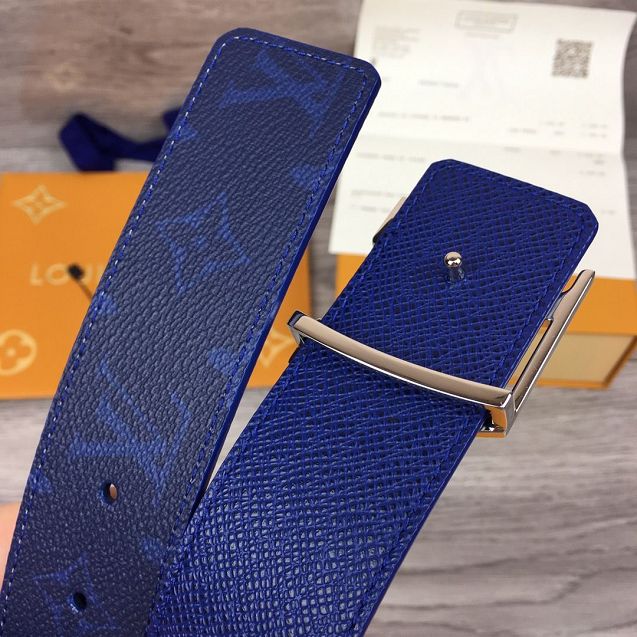 Louis vuitton monogram canvas Initiales 40MM belt M0159Q blue