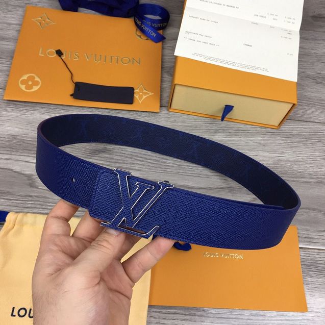 Louis vuitton monogram canvas Initiales 40MM belt M0159Q blue