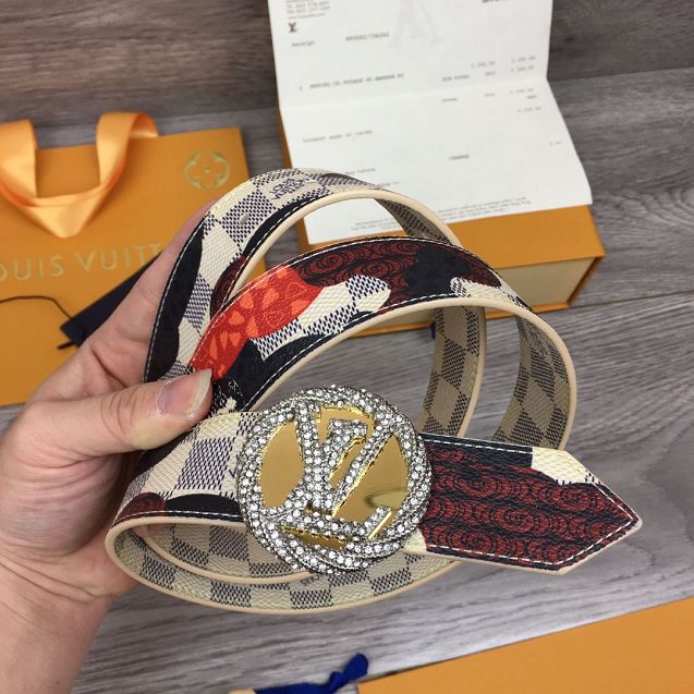 Louis vuitton original damier azur 35mm belt M0168 