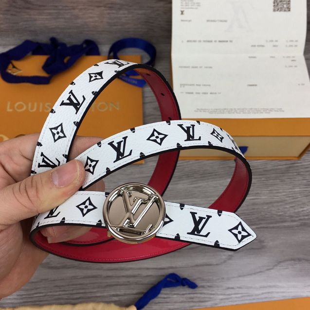 Louis vuitton original monogram 20mm belt M0185 rose red