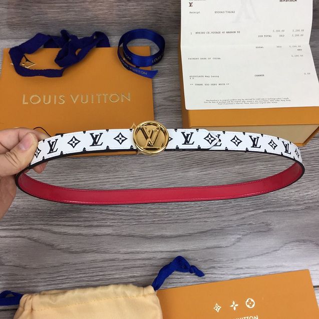 Louis vuitton original monogram 20mm belt M0185 rose red