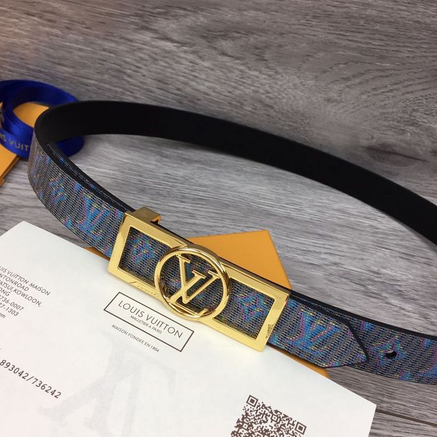 Louis vuitton original monogram 25mm belt M0173 blue