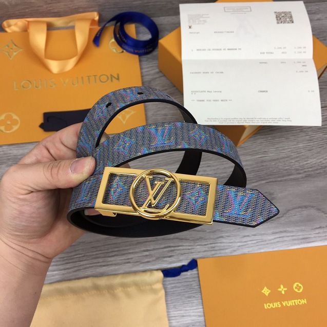 Louis vuitton original monogram 25mm belt M0173 blue