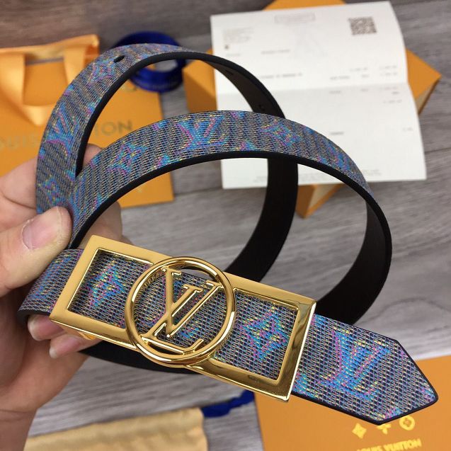 Louis vuitton original monogram 25mm belt M0173 blue