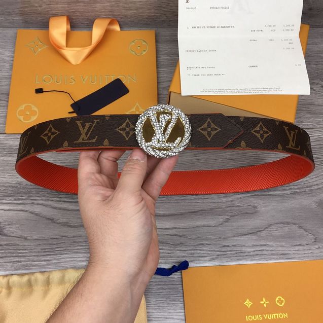 Louis vuitton original monogram 35mm belt M0168 red