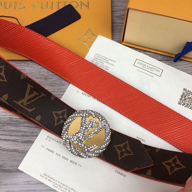 Louis vuitton original monogram 35mm belt M0168 red