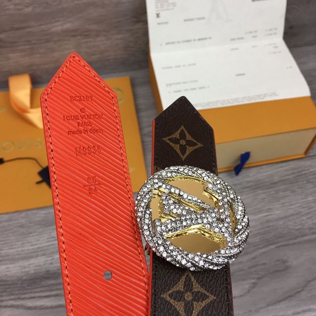 Louis vuitton original monogram 35mm belt M0168 red