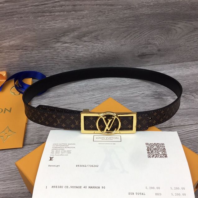 Louis vuitton original monogram canvas 25mm belt M0173