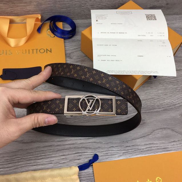 Louis vuitton original monogram canvas 25mm belt M0173