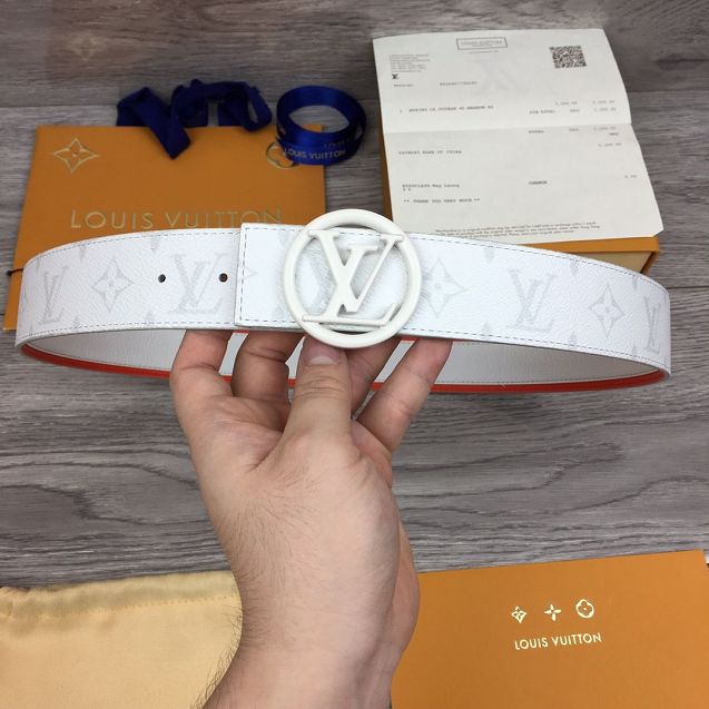 Louis vuitton original monogram canvas 40mm belt M0184 white