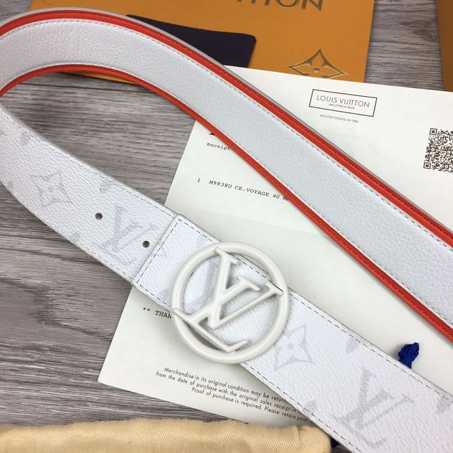 Louis vuitton original monogram canvas 40mm belt M0184 white