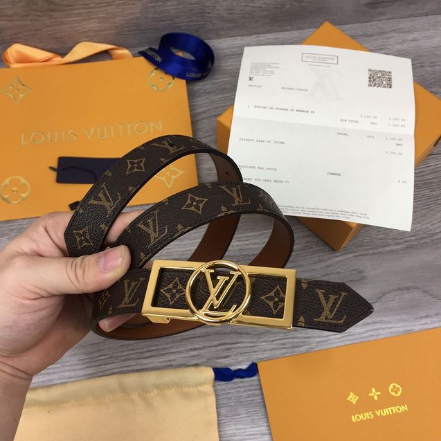 Louis vuitton original monogram reverse 25mm belt M0189 