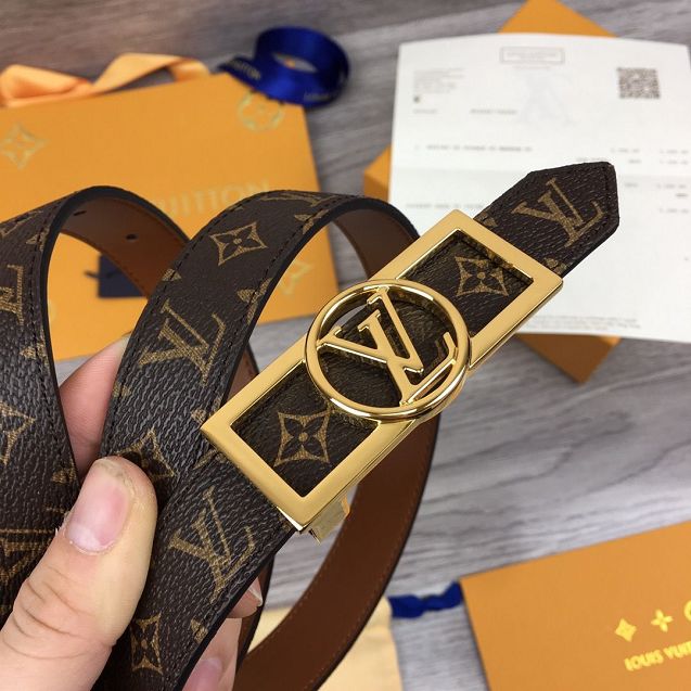 Louis vuitton original monogram reverse 25mm belt M0189 