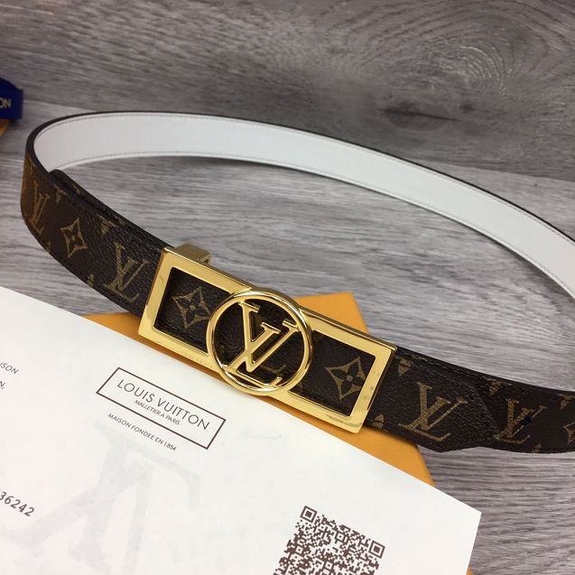 Louis vuitton original monogram reverse 25mm belt M0189 white