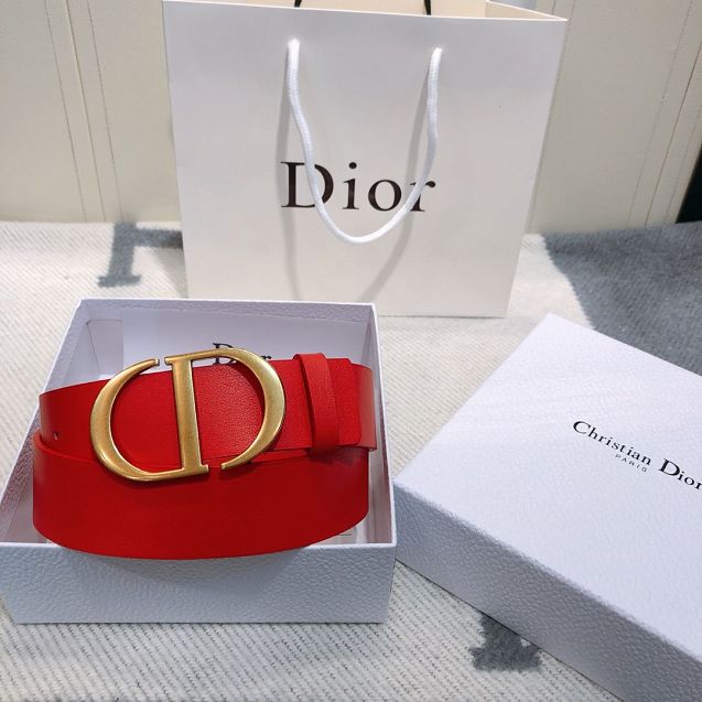 Dior original calfskin 30mm belt DR0006 red